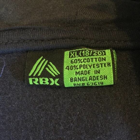 RBX Navy Fleece Full Zip Hoodie Sweatshirt‎ Boys Size 18/20 - Picture 3 of 5